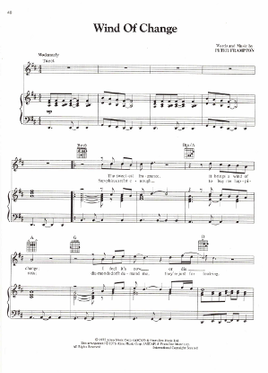 Picture of Wind of Change, written & recorded by Peter Frampton, sheet music