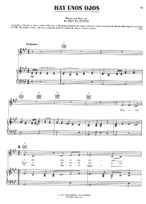 Picture of Hay Unos Ojos, Ruben Fuentes, recorded by Linda Ronstast, sheet music