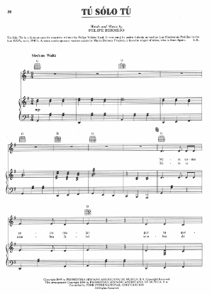 Picture of Tu Solo Tu, Felipe Bermejo, recorded by Linda Ronstast, sheet music