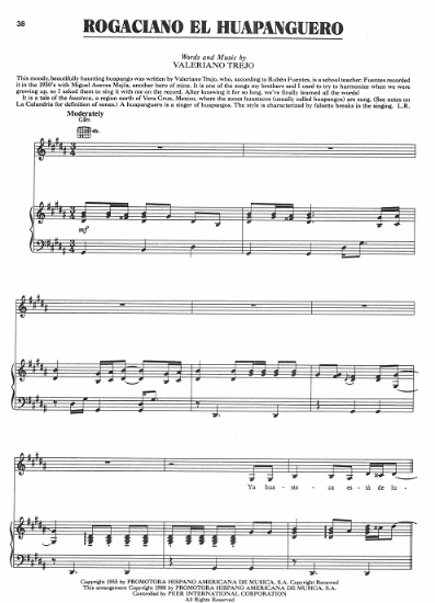 Picture of Rogaciano el Huapanguero, Valeriano Trejo, recorded by Linda Ronstast, sheet music