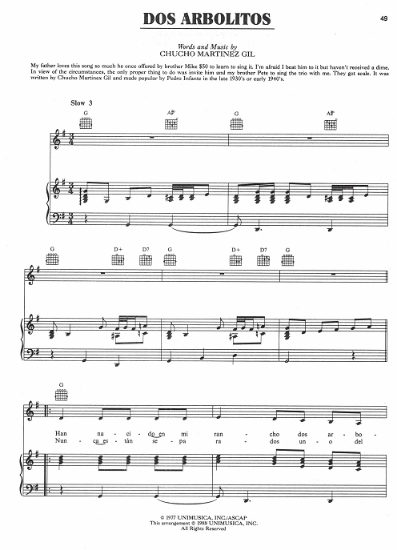 Picture of Dos Arbolitos, Chucho Martinez Gil, recorded by Linda Ronstast, sheet music