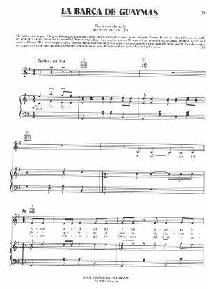 Picture of La Barca de Guaymas, Ruben Fuentes, recorded by Linda Ronstast, sheet music