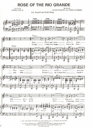 Picture of Rose of the Rio Grande, Edgar Leslie/ Ross Gorman/ Harry Warren, sheet music