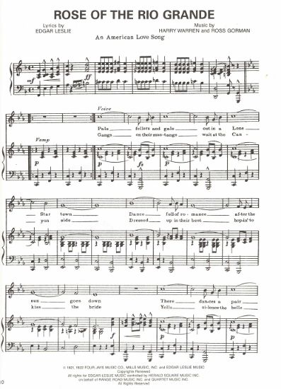 Picture of Rose of the Rio Grande, Edgar Leslie/ Ross Gorman/ Harry Warren, sheet music