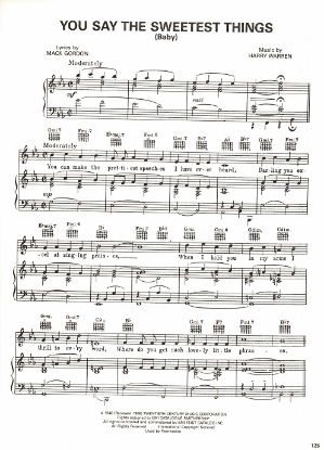 Picture of You Say the Sweetest Things (Baby), from movie "Tin Pan Alley", Mack Gordon & Harry Warren, sheet music