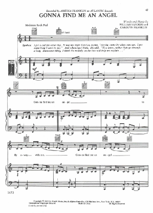 Picture of Gonna Find Me an Angel, William Sanders & Carolyn Franklin, recorded by Aretha Franklin, sheet music