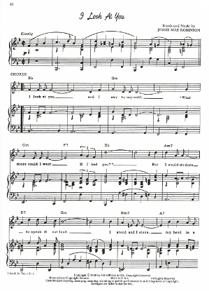 Picture of I Look at You, Jessie Mae Robinson, recorded by Johnny Mathis, sheet music