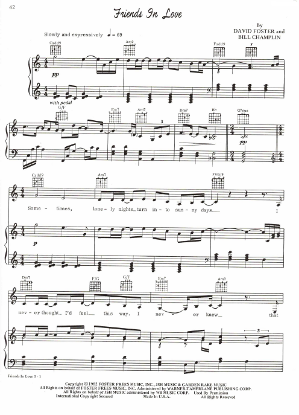 Picture of Friends in Love, David Foster & Bill Champlin, recorded by Johnny Mathis, sheet music