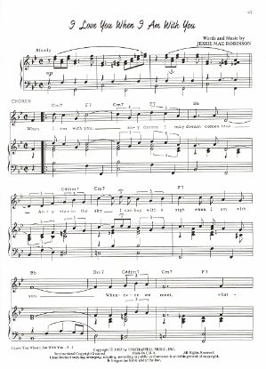 Picture of I Love You When I Am With You, Jessie Mae Robinson, recorded by Johnny Mathis, sheet music
