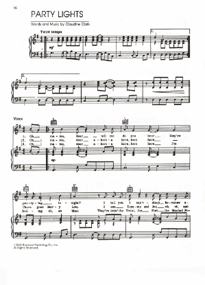 Picture of Party Lights, written & recorded by Claudine Clark, sheet music