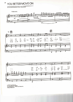 Picture of You Better Move On, written & recorded by Arthur Alexander, sheet music