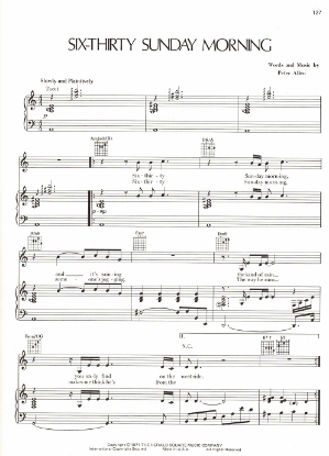 Picture of Six-Thirty Sunday Morning, written & recorded by Peter Allen, sheet music