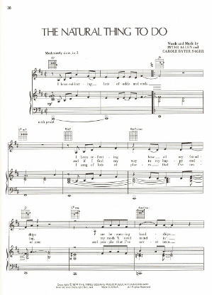 Picture of The Natural Thing to Do, Carole Bayer Sager & Peter Allen, sheet music