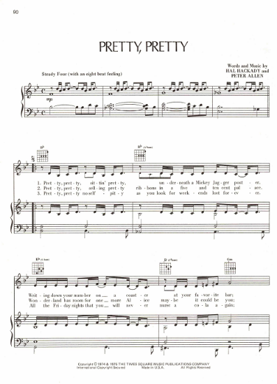 Picture of Pretty Pretty, Hal Hackady & Peter Allen, sheet music