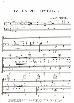 Picture of I've Been Taught By Experts, Hal Hackady & Peter Allen, sheet music