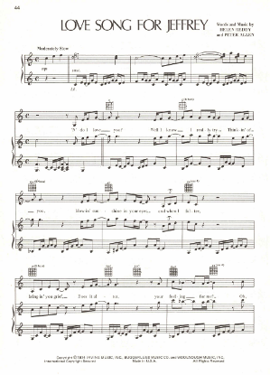 Picture of Love Song for Jeffrey, Helen Reddy & Peter Allen, sheet music