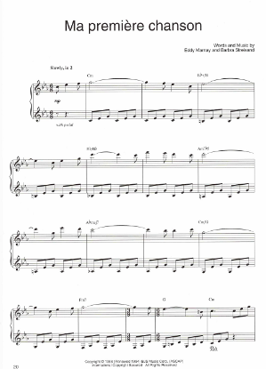 Picture of Ma Premiere Chanson, Eddy Mamay & Barbra Streisand, recorded by Barbra Streisand, sheet music