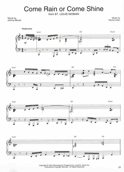 Picture of Come Rain or Come Shine, from "St. Louis Woman", as sung by Barbra Streisand, sheet music