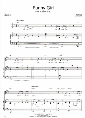 Picture of Funny Girl, MC title song, Bob Merrill & Jule Styne, as sung by Barbra Streisand, sheet music