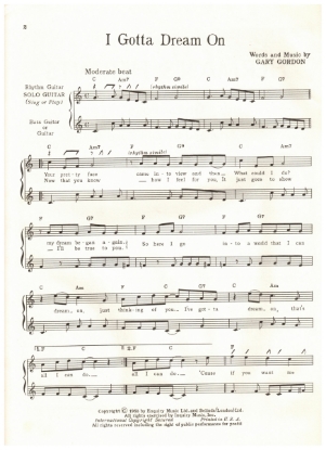 Picture of I Gotta Dream On, Gary Gordon, recorded by Herman's Hermits, arr. for 3 guitars, sheet music