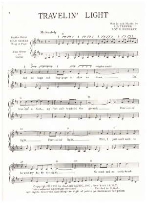 Picture of Travelin' Light, Sid Tepper & Roy C. Bennett, recorded by Herman's Hermits, arr. for 3 guitars, sheet music