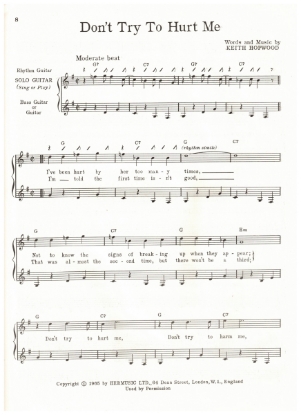 Picture of Don't Try to Hurt Me, Keith Hopwood, recorded by Herman's Hermits, arr. for 3 guitars, sheet music