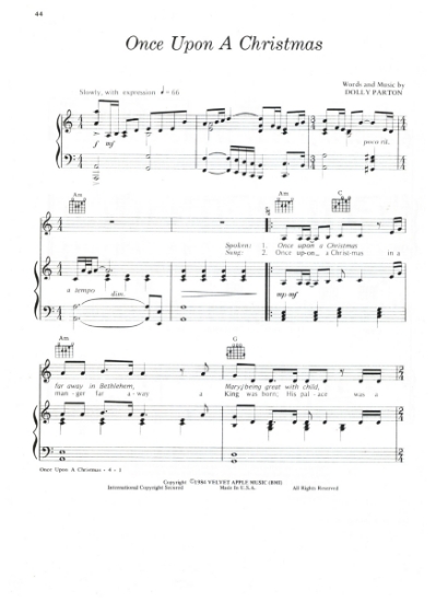 Picture of Once Upon a Christmas, Dolly Parton, sheet music