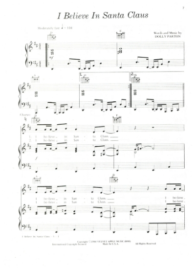 Picture of I Believe in Santa Claus, Dolly Parton, sheet music