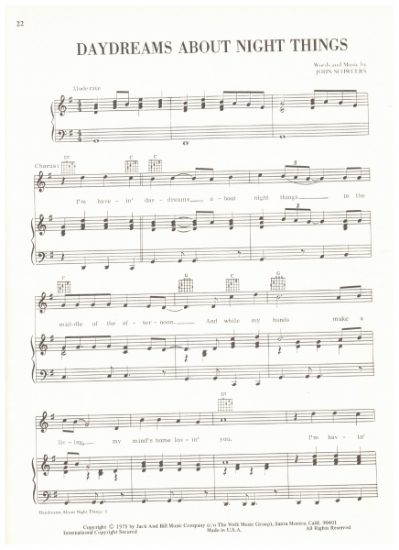 Picture of Daydreams About Night Things, John Schweers, recorded by Ronnie Milsap, sheet music