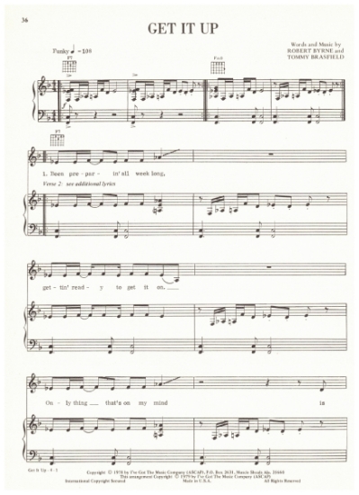 Picture of Get It Up, Robert Byrne & Tommy Brasfield, recorded by Ronnie Milsap, sheet music