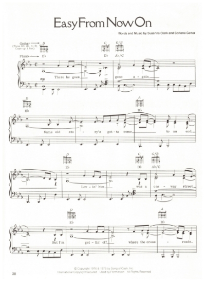 Picture of Easy from Now On, Susanna Clark & Carlene Carter, recorded by Emmy Lou Harris, sheet music