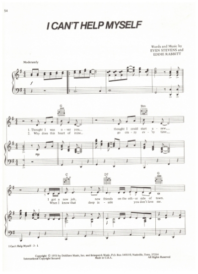 Picture of I Can't Help Myself, Eddie Rabbitt & Even Stevens, recorded by Eddie Rabbitt, sheet music