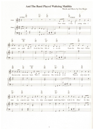 Picture of And the Band Played Waltzing Matilda, written & recorded by Eric Bogle, sheet music