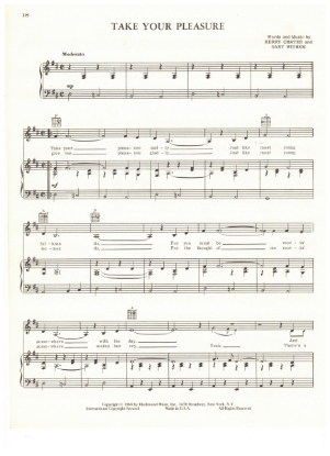 Picture of Take Your Pleasure, Kerry Chater & Gary Withem, recorded by Gary Puckett & the Union Gap, sheet music