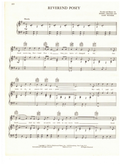 Picture of Reverend Posey, Kerry Chater & Gary Withem, recorded by Gary Puckett & the Union Gap, sheet music