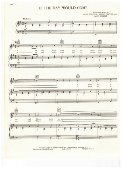 Picture of If the Day Would Come, Kerry Chater & Gary Withem, recorded by Gary Puckett & the Union Gap, sheet music