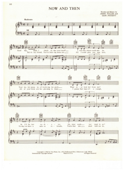 Picture of Now and Then, Jerry Fuller & Gary Puckett, recorded by Gary Puckett & the Union Gap, sheet music