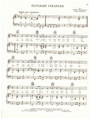 Picture of Daylight Stranger, Jerry Fuller & Gary Puckett, recorded by Gary Puckett & the Union Gap, sheet music
