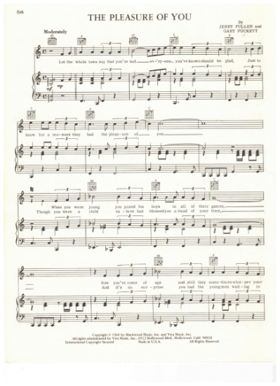 Picture of The Pleasure of You, Gary Puckett & Jerry Fuller, recorded by Gary Puckett & the Union Gap, sheet music