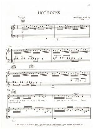 Picture of Hot Rocks, written & recorded by Valdy, sheet music