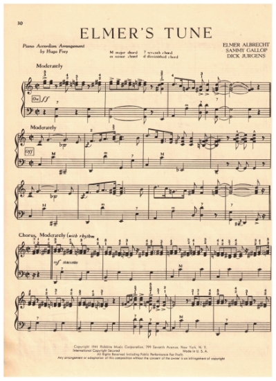 Picture of Elmer's Tune, Elmer Albrecht/ Sammy Gallop/ Dick Jurgens, arr. for accordion solo by Hugo Frey, sheet music