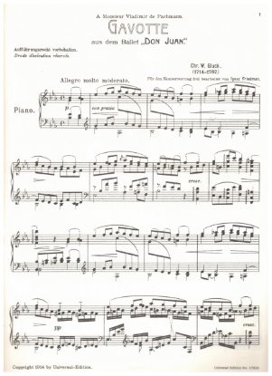 Picture of Gavotte from ballet "Don Juan", Christoph W. von Gluck, piano solo transcription by Ignaz Friedman, piano solo, sheet music