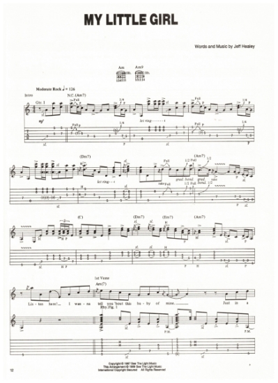 Picture of My Litle Girl, written & recorded by Jeff Healey, guitar TAB pdf copy - to be processed & e-mailed within 48 hours of receipt of order