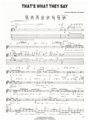 Picture of That's What They Say, written & recorded by Jeff Healey, guitar TAB sheet music