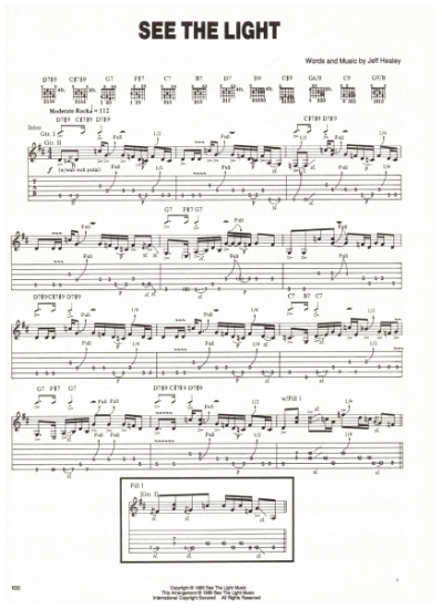 Picture of See the Light, written & recorded by Jeff Healey, guitar TAB sheet music