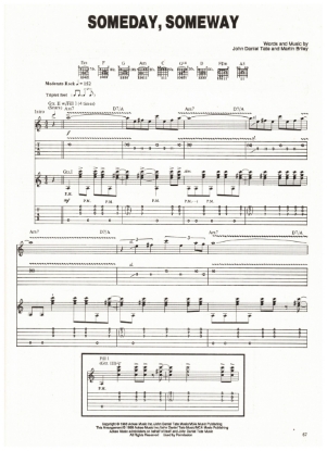 Picture of Someday Someway, John Daniel & Martin Briley, recorded by Jeff Healey, guitar TAB sheet music