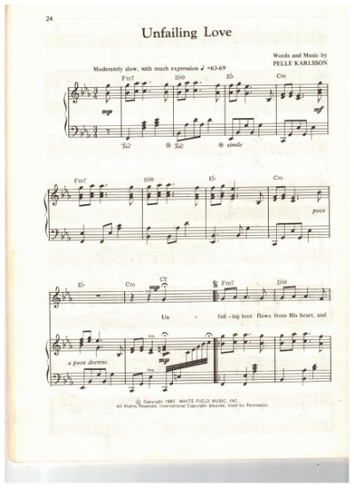 Picture of Unfailing Love, Pelle Karlsson, recorded by Evie, sheet music