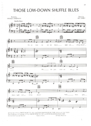 Picture of Those Low-Down Shuffle Blues, from movie "Lady Sings the Blues", Smokey Robinson & Gil Askey, sung by Billie Holiday, sheet music