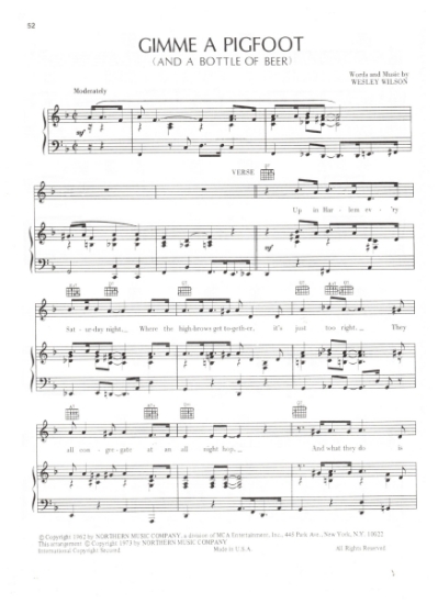 Picture of Gimme a Pigfoot (And a Bottle of Beer), Wesley Wilson, sung by Diana Ross, sheet music