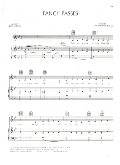 Picture of Fancy Passes, Ron Miller & William O'Malley, sung by Diana Ross, sheet music